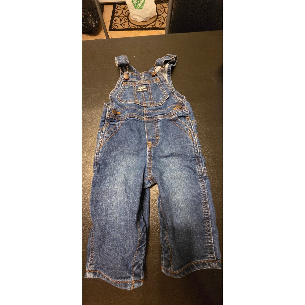 OshKosh Bgosh Baby Boys Blue Denim Bib Overalls 9 Months Classic Utility